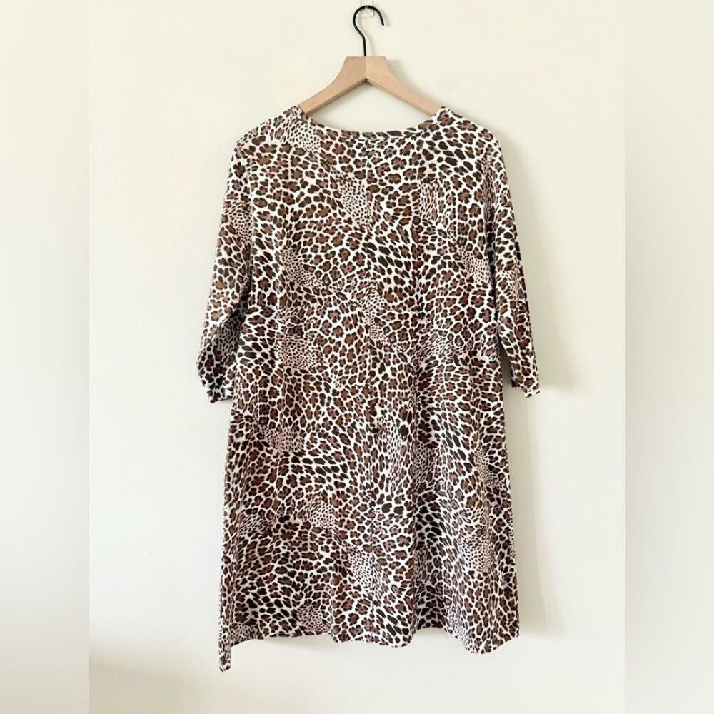 TYLER BOE Leopard Cheetah Print 3/4 Sleeve trapeze Dress Size XL - Picture 3 of 7